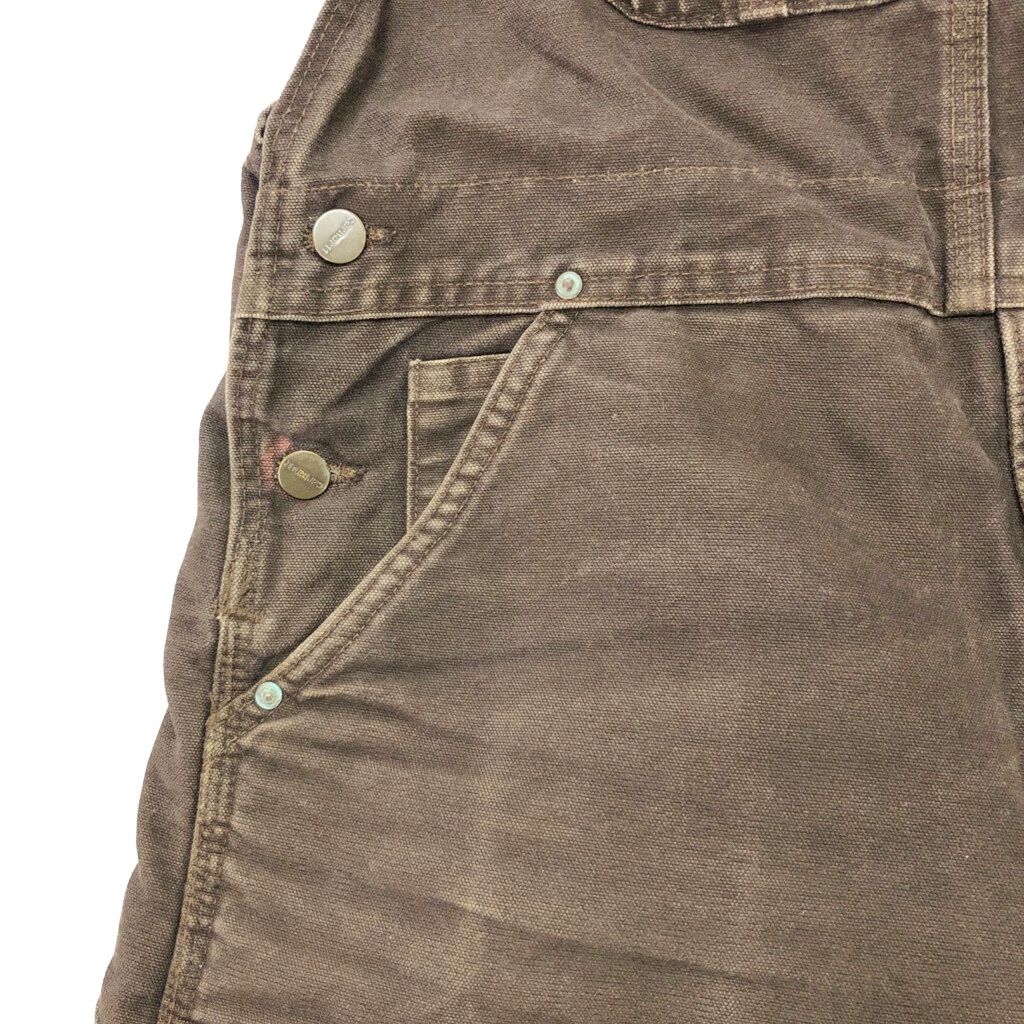  Carhartt カーハート ダック ダブルニー ビブオーバーオール ブラウン メンズ W 36 L 32 古着 X 0727 その他 メンズ