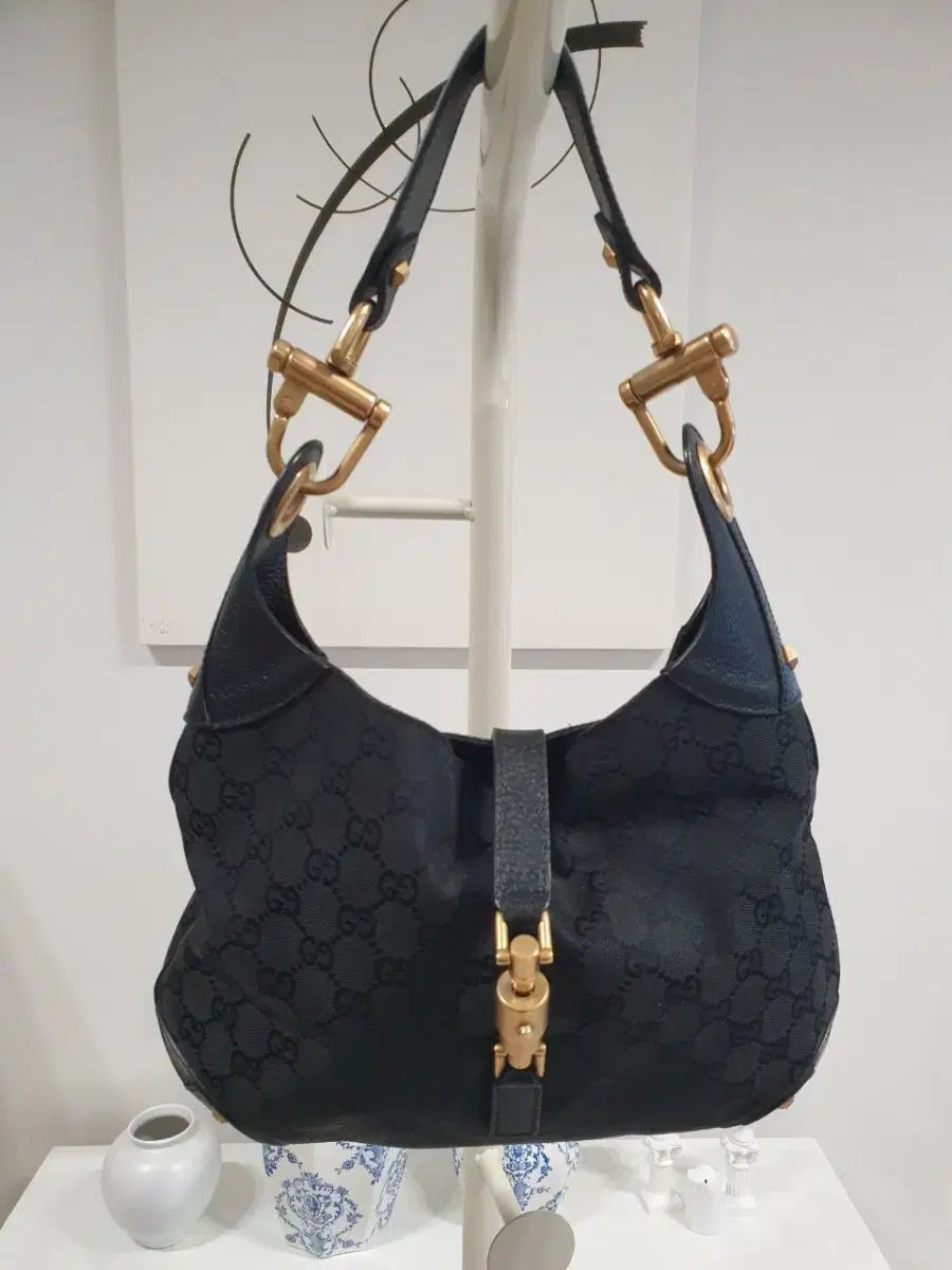 グッチ ブラック GG ジャガード ショルダーバッグ ジャッキーバッグ