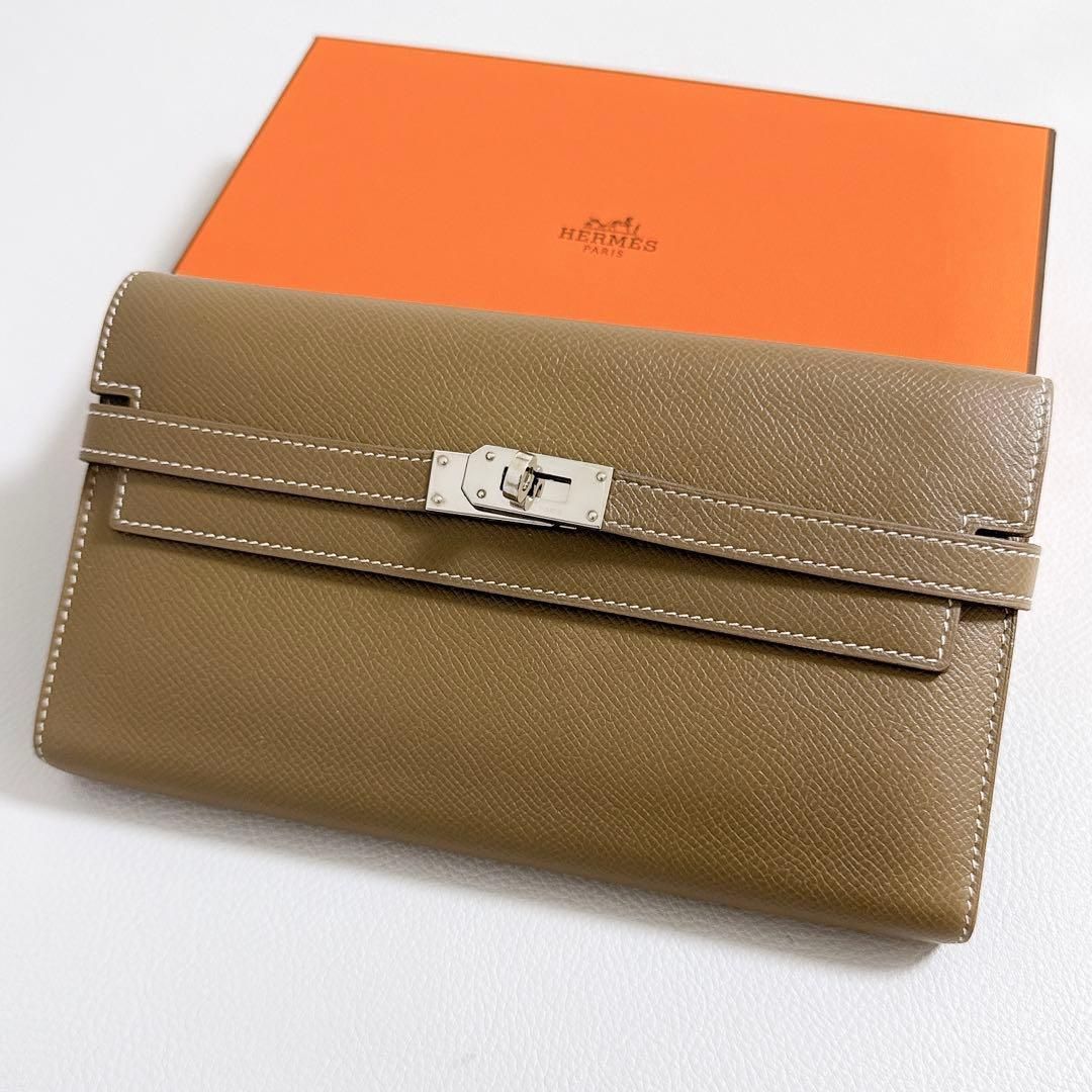HERMES / ケリーウォレット エトゥープ A刻印 エプソン 長財布 HERMES / ケリーウォレット エトゥープ A刻印 エプソン 長財布 - メルカリ