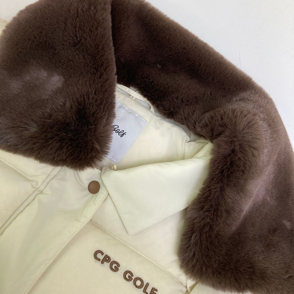 サイズ：M CPG GOLF シーピージーゴルフ ; ファー付半袖ダウン
