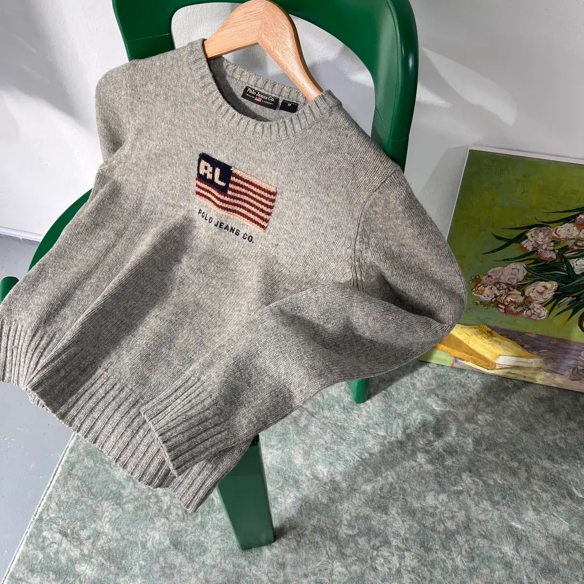 90 s ポロジーンズ 星条旗ニット M