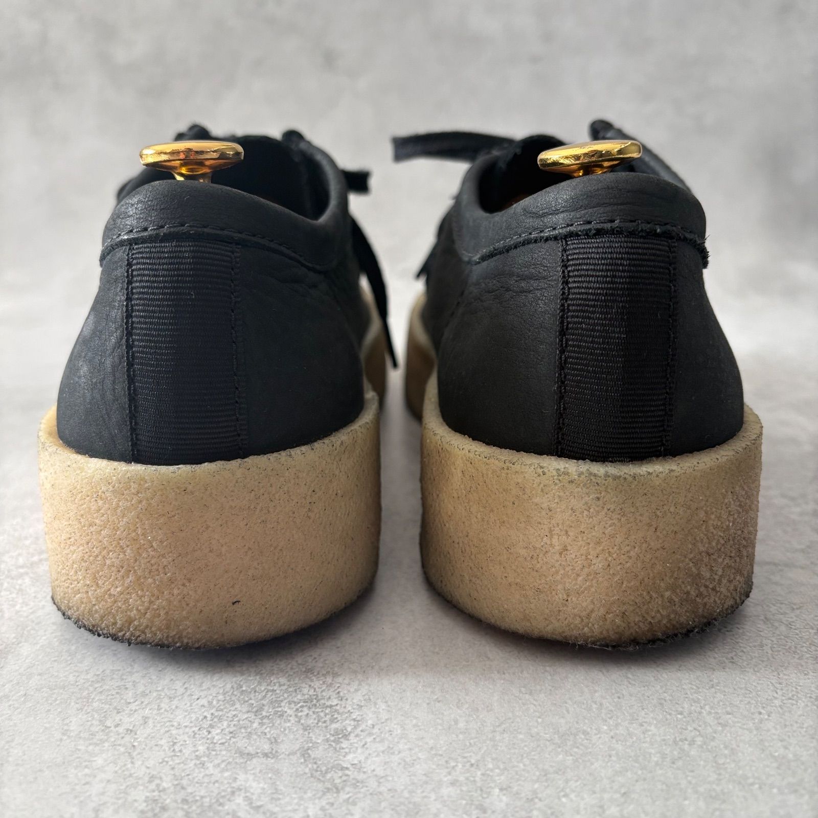  Clarks クラークス ワラビー レザーモカシンブーツ 革靴 シボ革 ブラック 黒 UK 8.5 モカシン デッキシューズ ブーツ 革靴