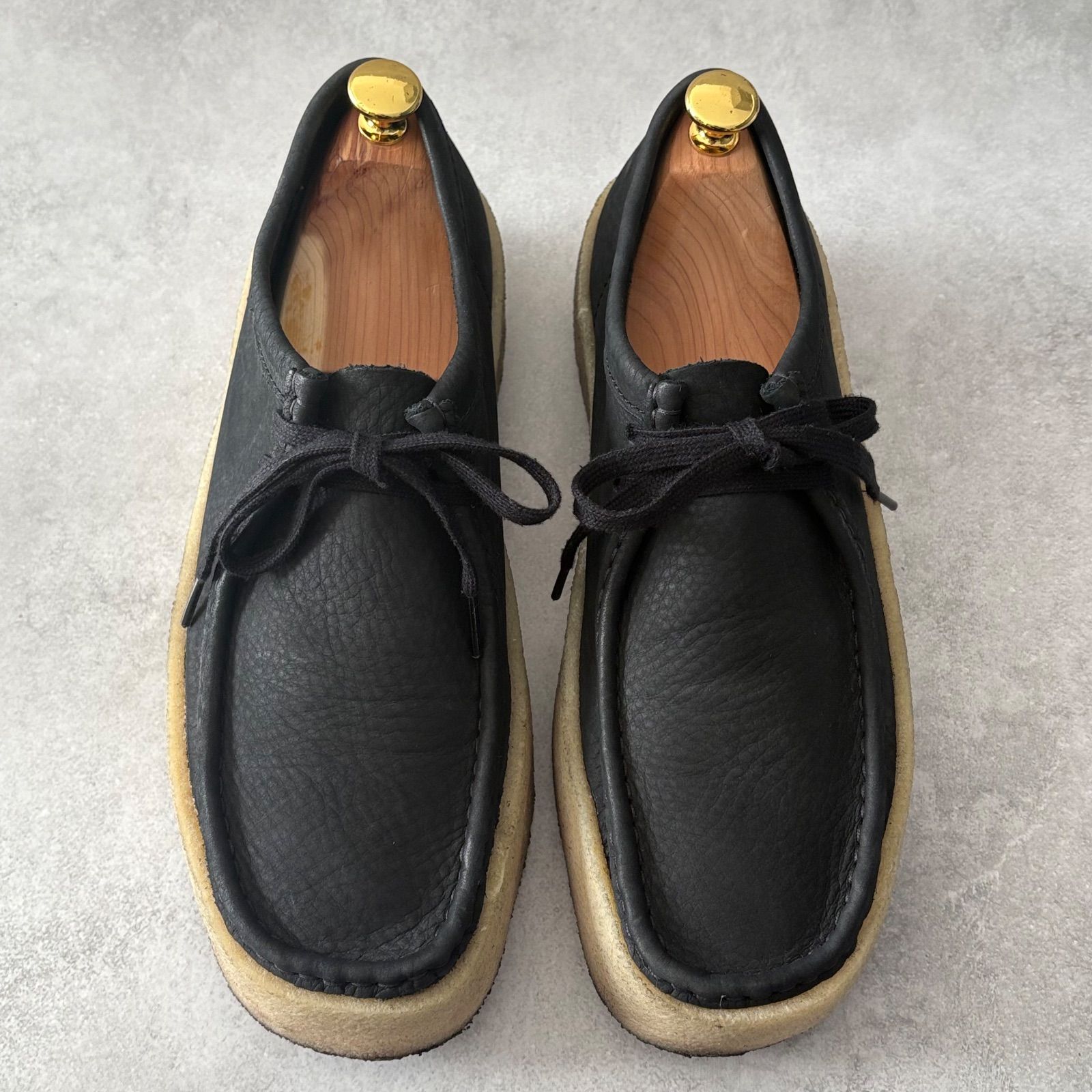 Clarks クラークス ワラビー レザーモカシンブーツ 革靴 シボ革 ブラック 黒 UK 8.5