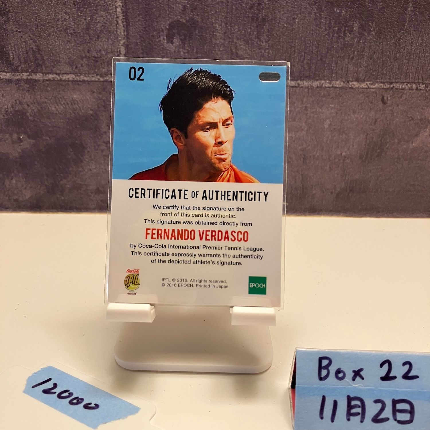 2016 EPOCH フェルナンドベルダスコ Fernando Verdasco 17 37 直筆サインカード Coca Cola International Premier Tennis League カード 人気カード テニス 