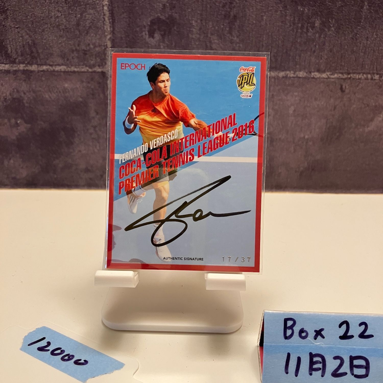 2016 EPOCH フェルナンドベルダスコ Fernando Verdasco 17 37 直筆サインカード Coca Cola International Premier Tennis League カード
