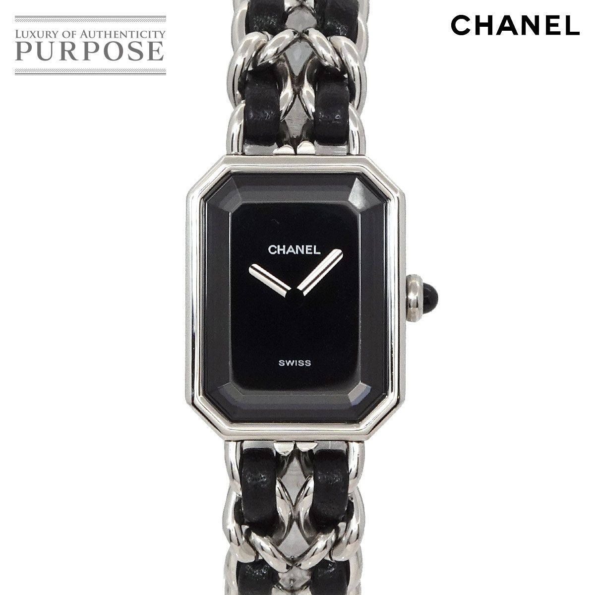 シャネル CHANEL プルミエール Mサイズ H 0451 ヴィンテージ レディース 腕時計 ブラック シルバー クォーツ Premiere