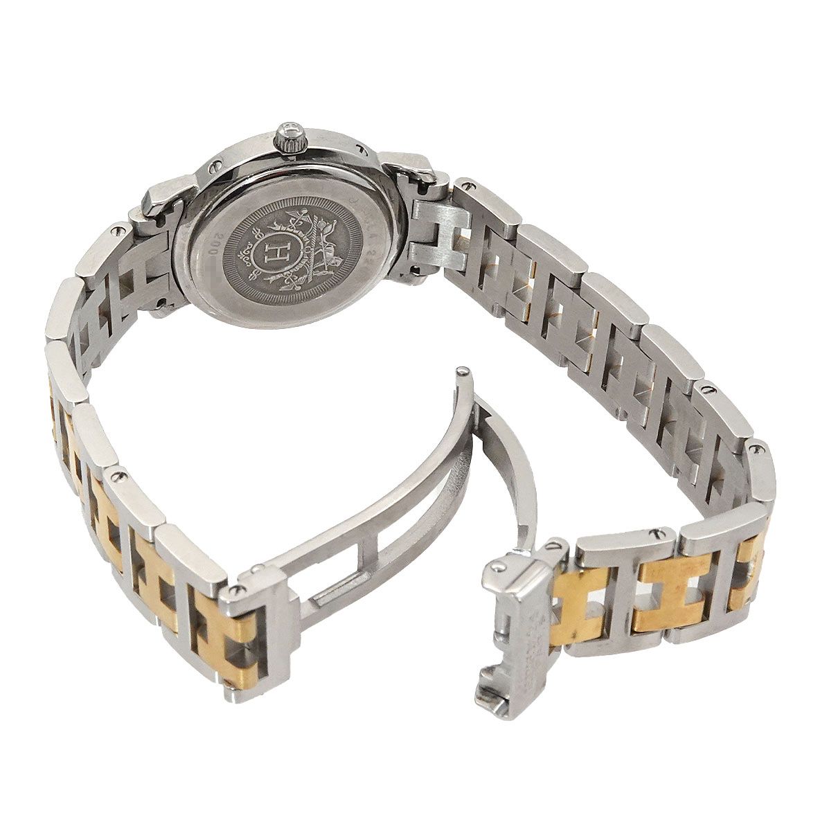 新品ベルト✨　エルメス　クリッパー　コンビ　レディース　デイト　クォーツ　2針 HERMES（エルメス） ☆良品【HERMES】エルメス クリッパー デイト