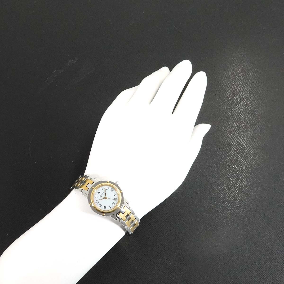 エルメス HERMES クリッパー コンビ CL4 220 レディース 腕時計 デイト