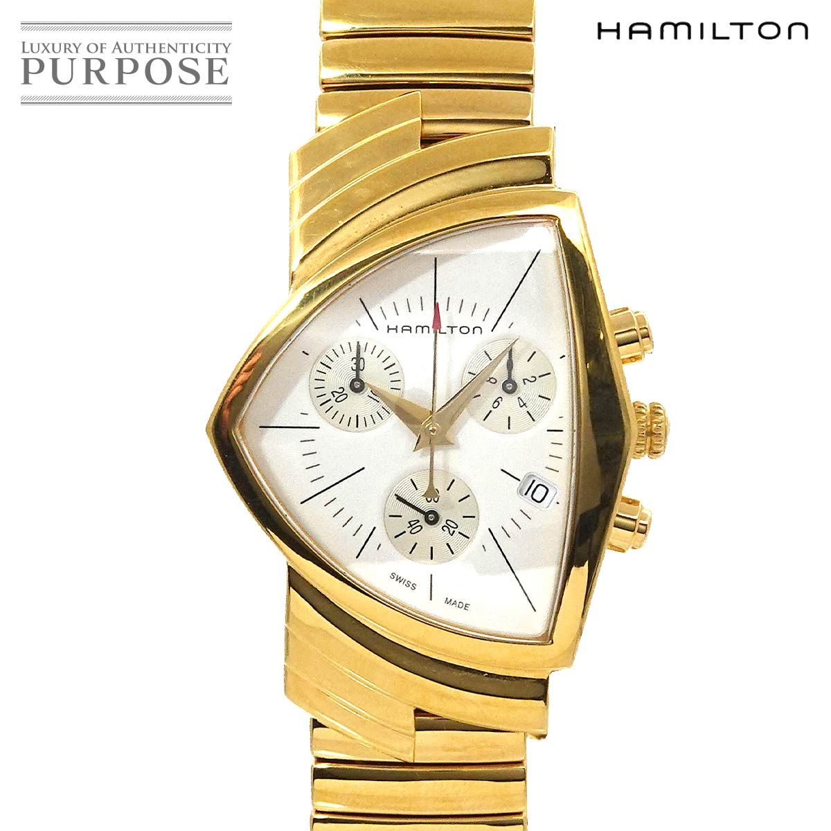 ハミルトン ベンチュラ クロノグラフ H 244220 メンズ 腕時計 デイト シルバー クォーツ ウォッチ Ventura