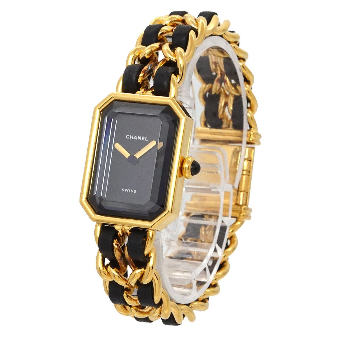  シャネル CHANEL プルミエール Mサイズ H 0001 ヴィンテージ レディース 腕時計 ブラック ゴールド ウォッチ Premiere 腕時計(クォーツ) 腕時計(アナログ)