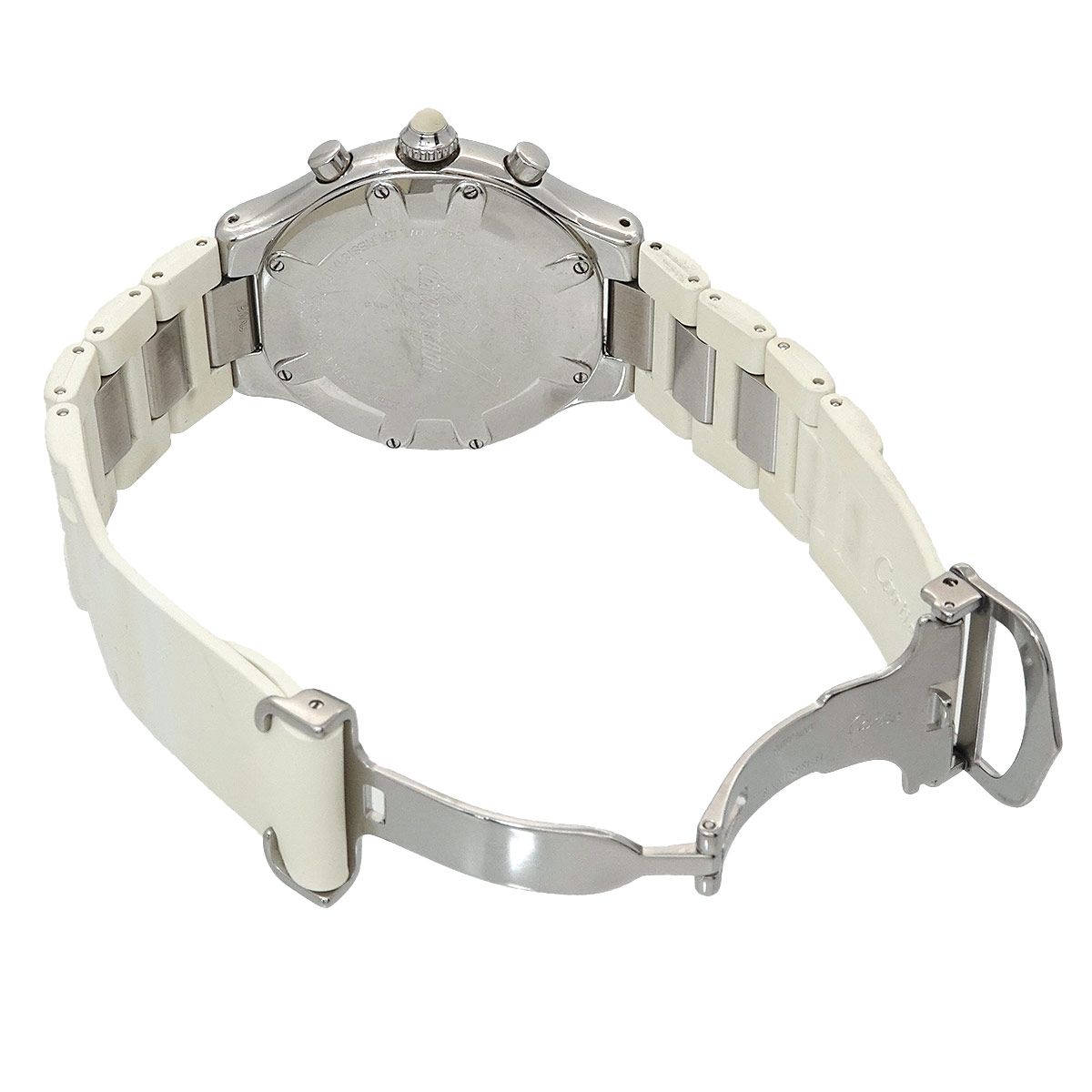  カルティエ Cartier マスト21 ヴァンティアン クロノスカフ クロノグラフ メンズ デイト ラバー クォーツ Chronoscaph 腕時計(クォーツ) 腕時計(アナログ)