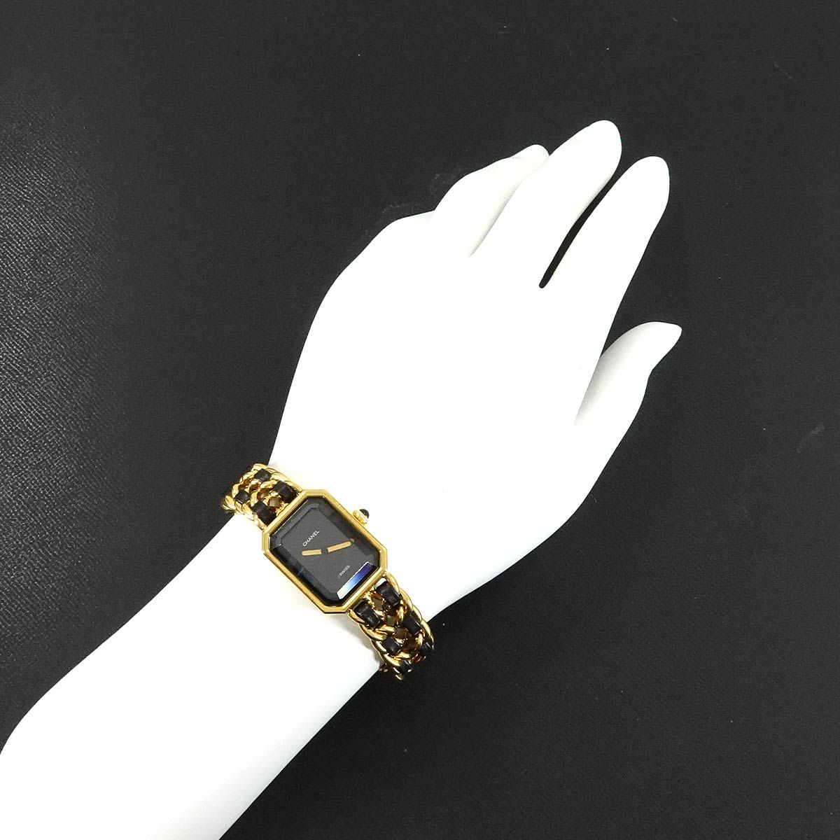  シャネル CHANEL プルミエール Lサイズ H 0001 ヴィンテージ レディース 腕時計 ブラック ゴールド ウォッチ Premiere 腕時計(クォーツ) 腕時計(アナログ)