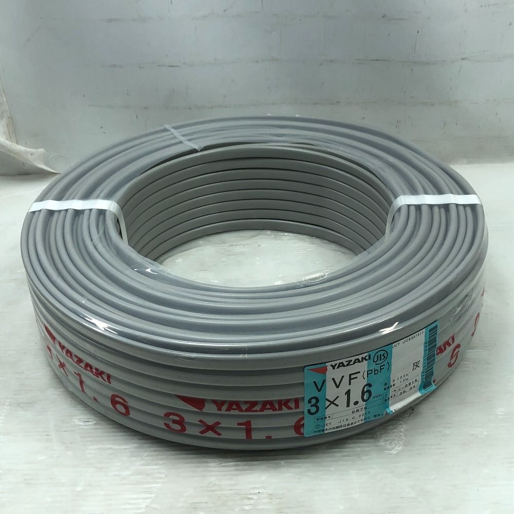 YAZAKI 工具 電材 VVFケーブル ♥品 S 3 1 6 グレー 鉄筋 電設資材 