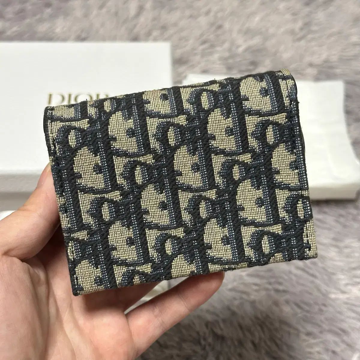 フルセット Dior オブリーク サドル アコーディオン カードウォレット ベージュ