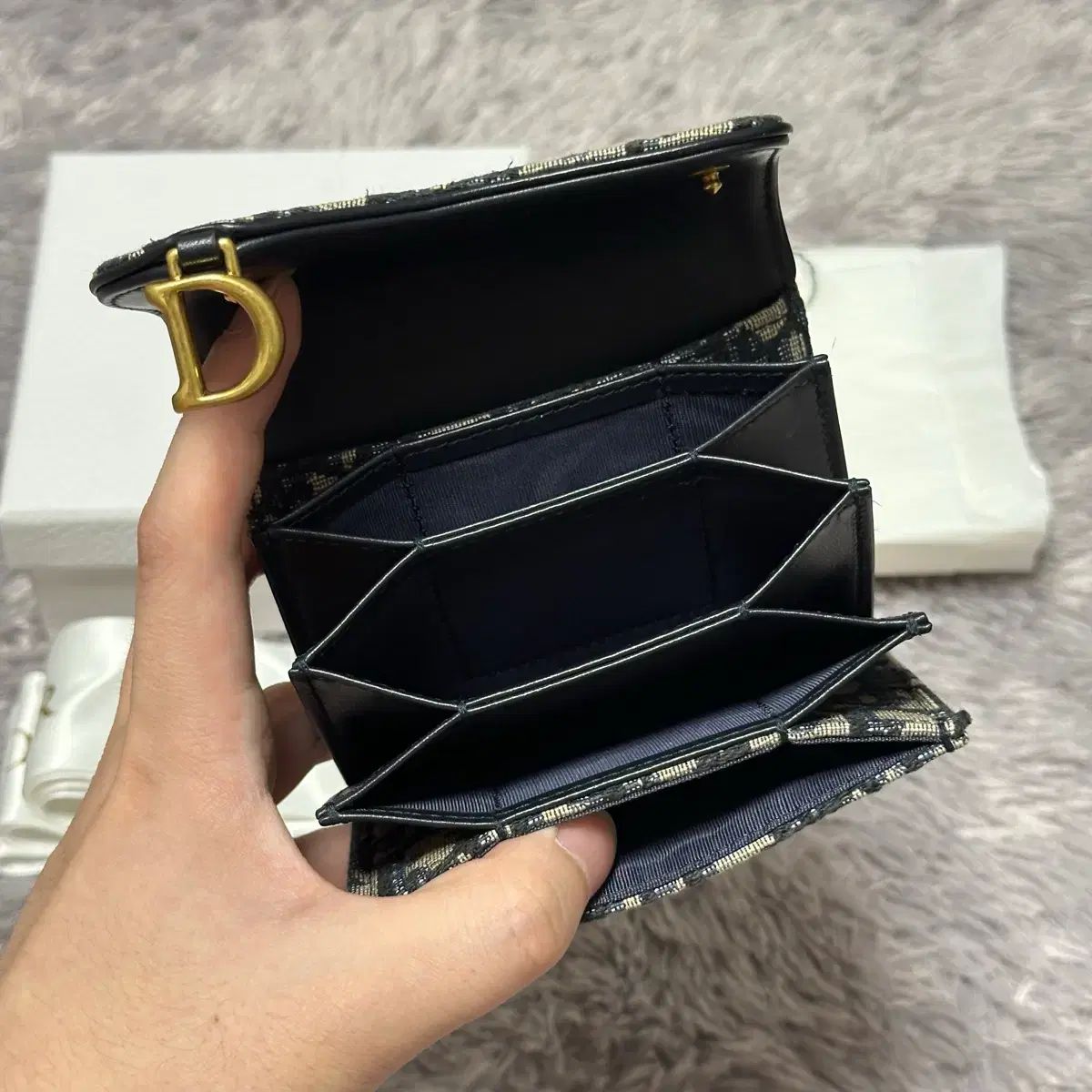  フルセット Dior オブリーク サドル アコーディオン カードウォレット ベージュ 長財布 小物