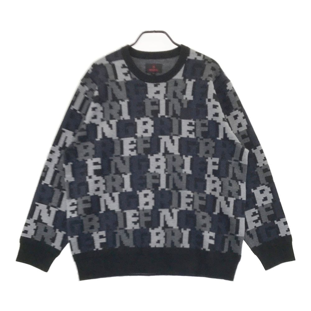 サイズ XL GOLF ブリーフィング ウール ニットセーター 総柄 ブラック系 ゴルフウェア メンズ ストスト