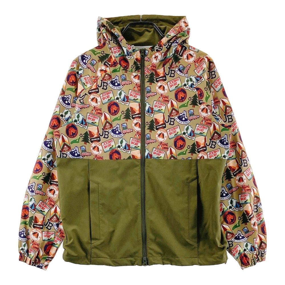 サイズ 4 JACK BUNNY ジャックバニー フード付 ジップジャケット 総柄 カーキ系 ゴルフウェア メンズ ストスト