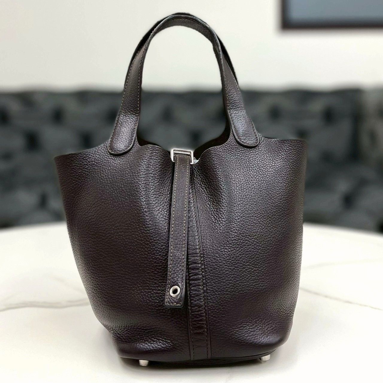 エルメス ピコタンロックPM トリヨン ハンドバッグ ショコラ □L刻印 