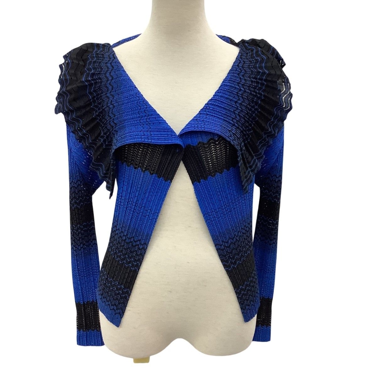 ISSEY MIYAKE イッセイミヤケ PLEATS PLEASE 変形 カーディガン SIZE 3 PP 73-JO 504 ブルー