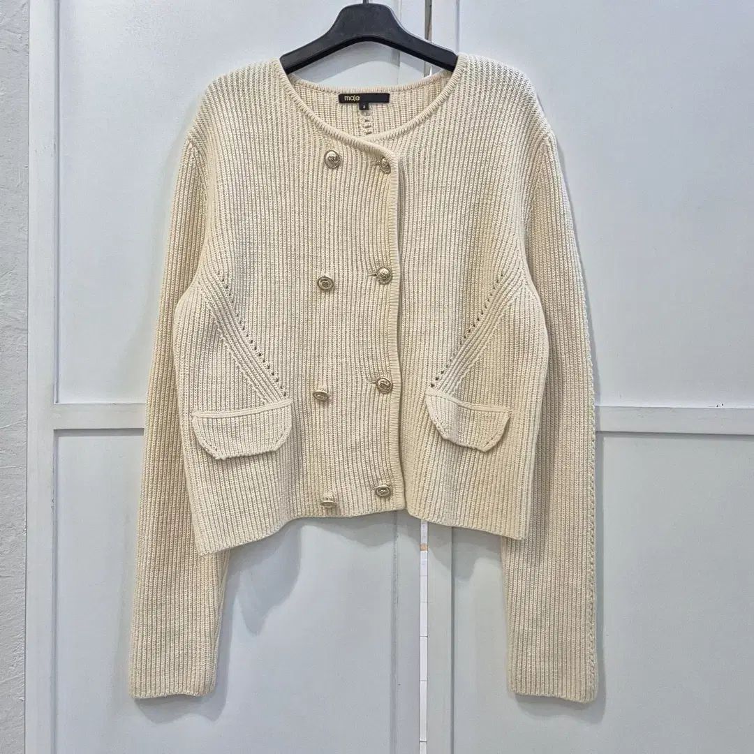 マージュ ダブルボタン 麻 カーディガン