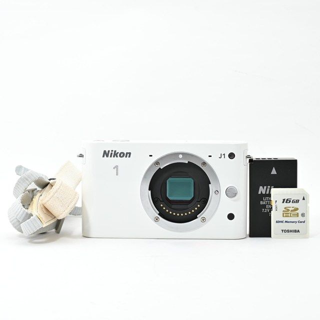 Nikon ニコン 1 J ボディ ホワイト｜コンパクトミラーレス一眼｜高速AF＆軽量設計｜初心者 サブ機にも最適 16 GBメモリーカード付属