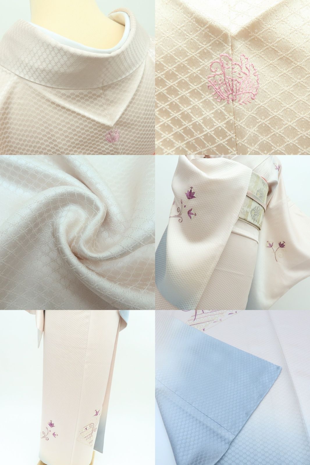 百華❀Y4336◇帝王紫 金糸刺繡 縫い一つ紋 手縫い仕立て 正絹 訪問着