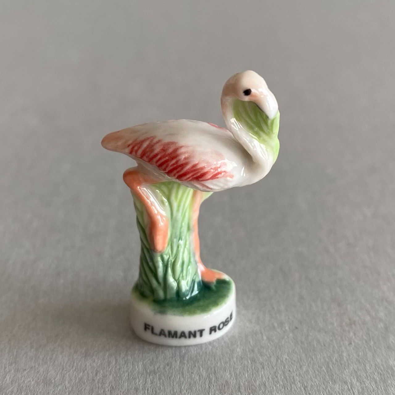 フランス　蚤の市　陶器人形　赤ちゃん　ブロカント フラミンゴのフェーブ／鳥／フランス雑貨／陶器ミニチュア／ブロカント