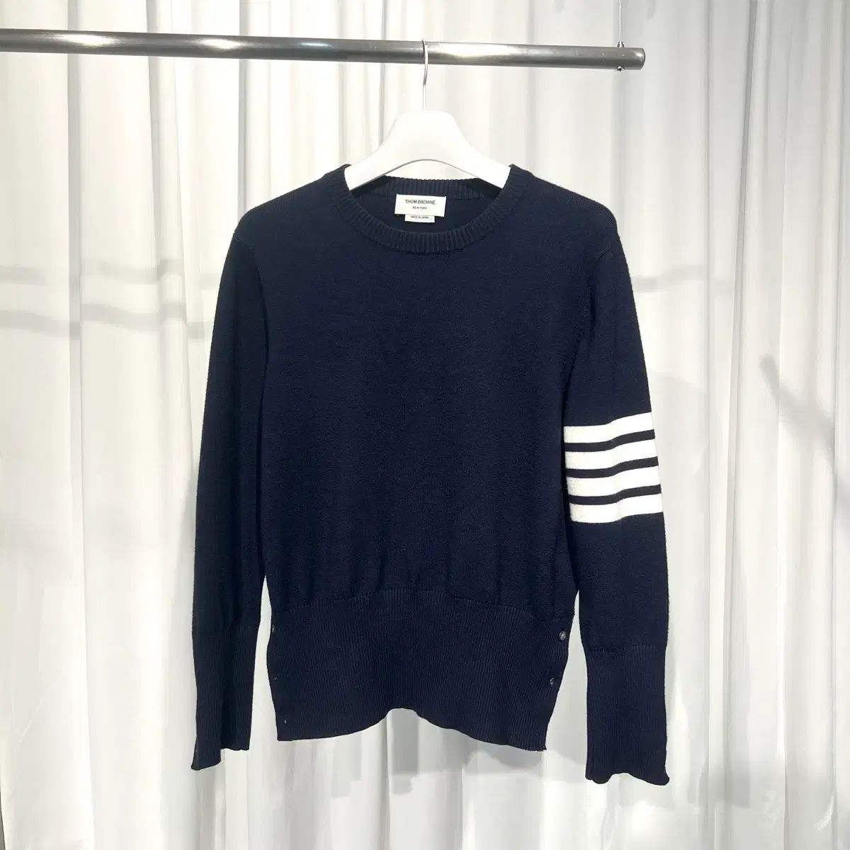 S 級| Thom Browne ミラノステッチ 3ボタン ニット ネイビー