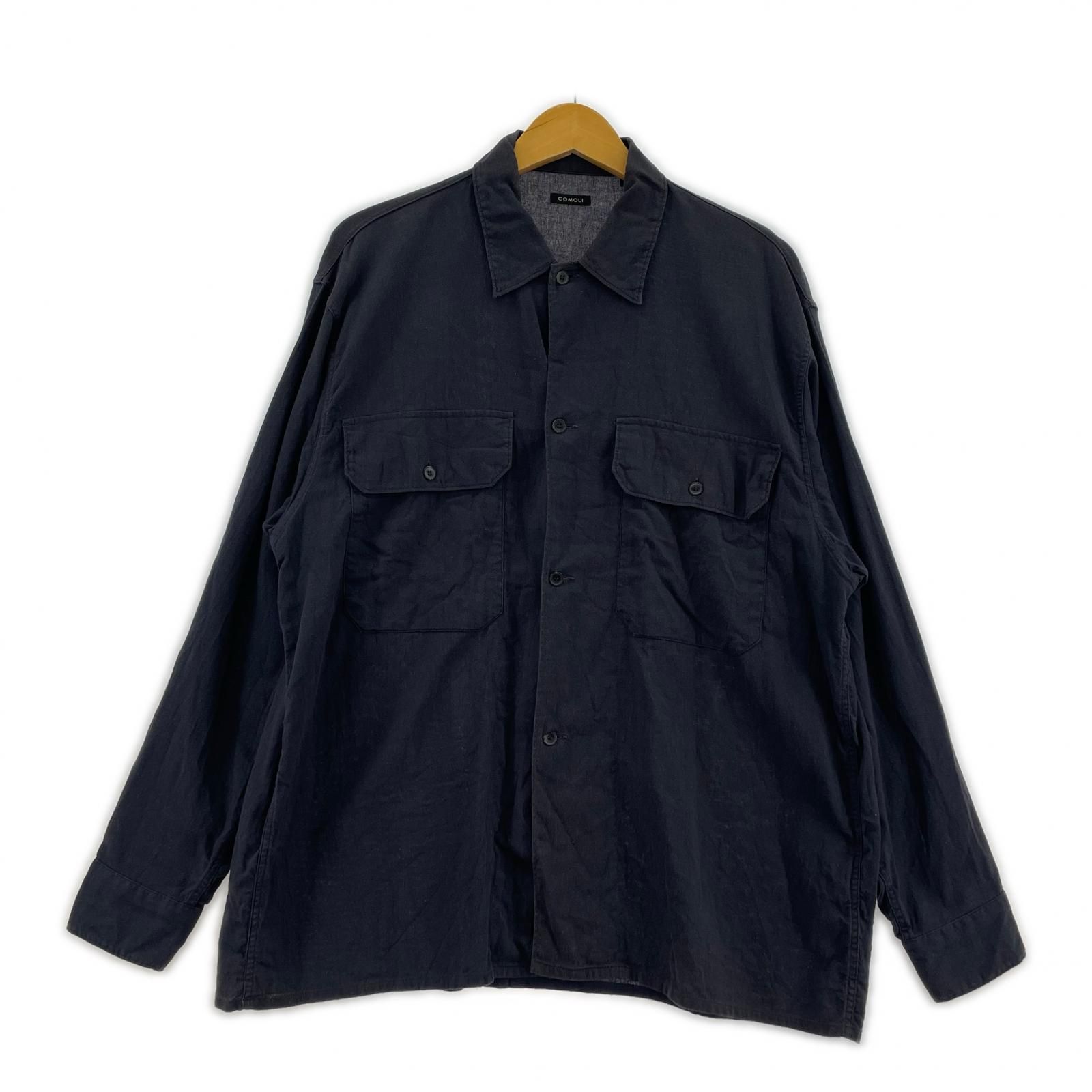 COMOLI 22 SS 空紡オックス CPOシャツ 2 ネイビー