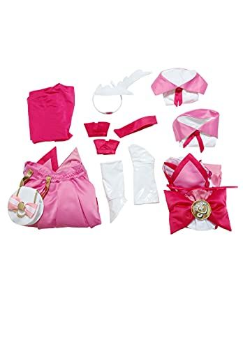 Miccostumes 女性 アニメ コスチューム 学生 魔女 コスプレ 衣装 フルセット ピンク トップス スカート 髪飾り かわいいpo