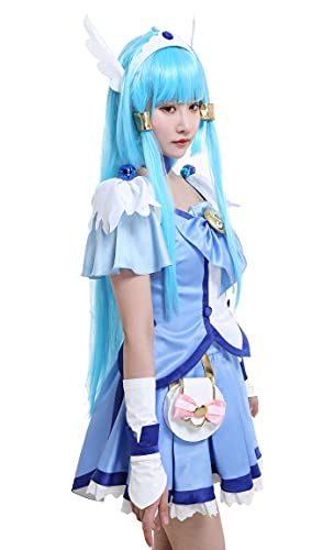 Miccostumes 女性 アニメ コスチューム 学生 魔女 コスプレ 衣装 フルセット ブルー トップス スカート 髪飾り かわいい…po