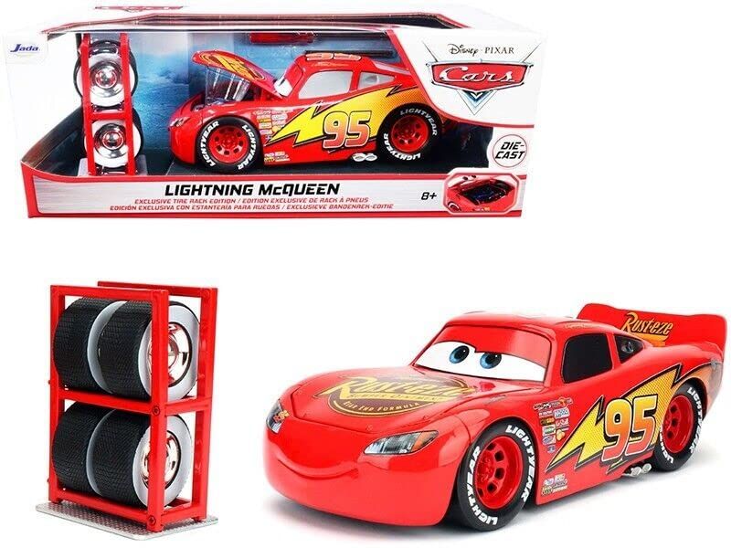 JADA TOYS 1|24 カーズ ライトニング マックイーン タイヤラック付き ディズニー ピクサー Cars Lightning McQueen 97751 レッド ワンサイズ 並行輸入品 po