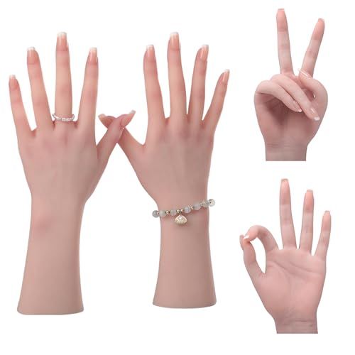 ハンドモデル シリコン手 模型 骨格付き ハンドマネキン 手 可動 掌紋 血管再現 デッサン手 絵画モデル ジュエリー ディスプレイ 自然感 繊細手 骨格付き‐左手-ホワイト po