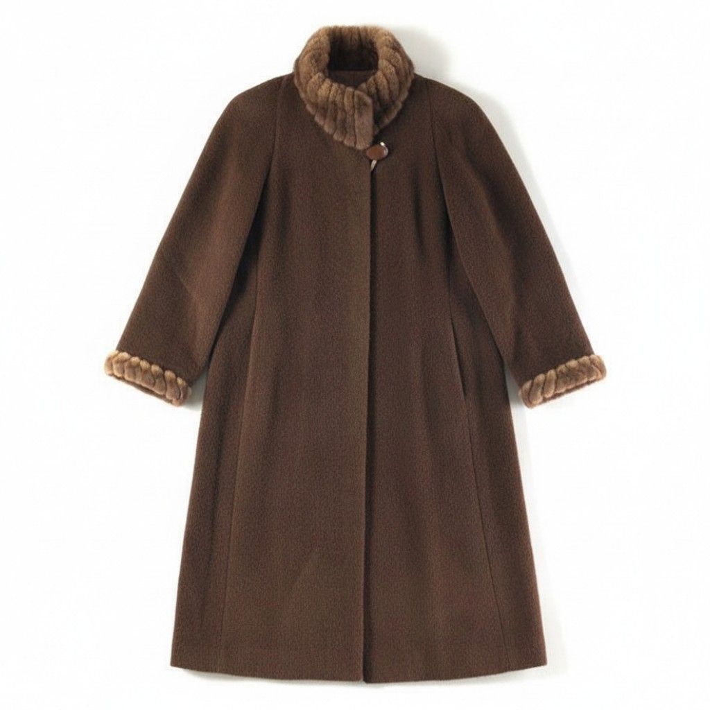 エールミワ YELL MIWA コート ロング アルパカ 羊毛 ミンク 裏地付き 日本製 ブラウン 984899