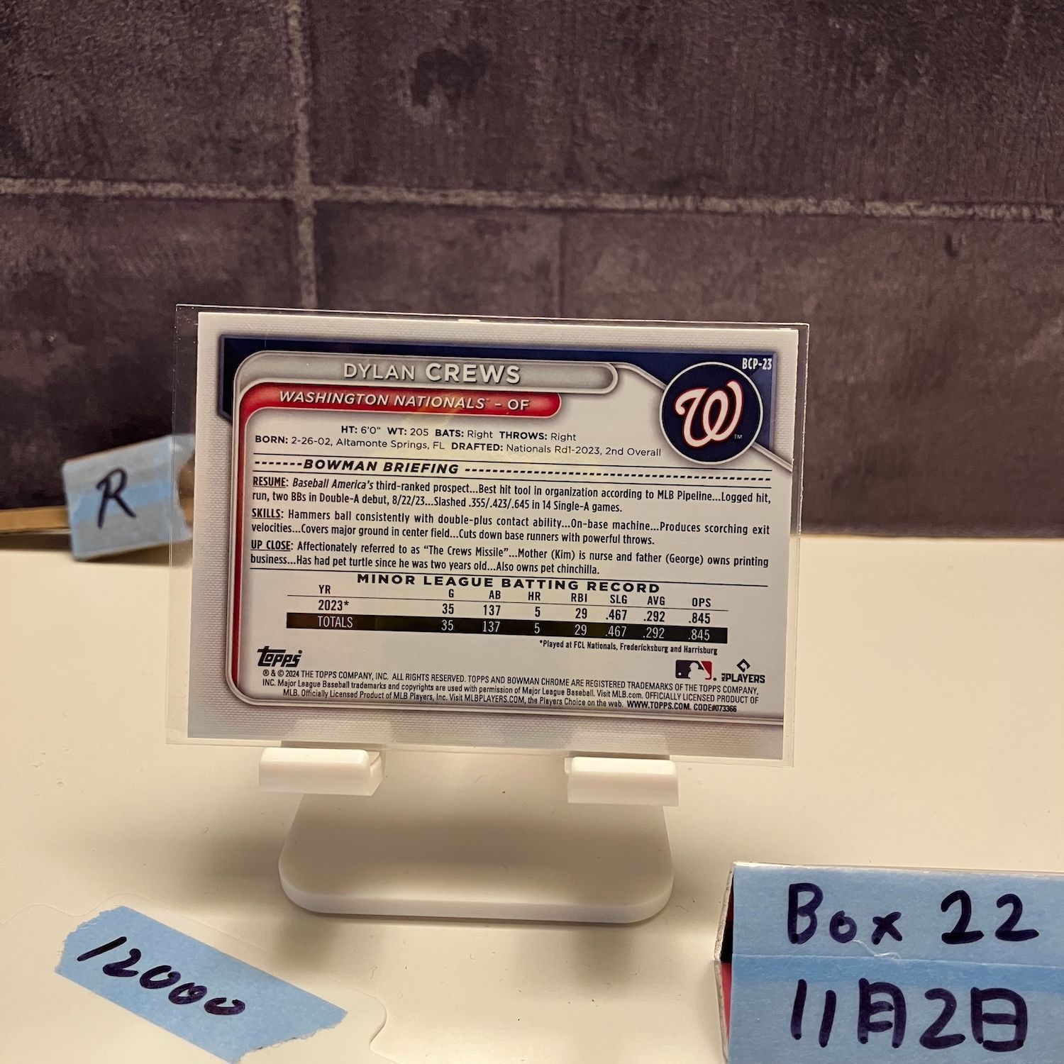 2025 Topps Bowman Chrome Dylan Crews 150|250 Washington Nationals Purple Mojo Refractor カード MLB スポーツカード トレーディングカード