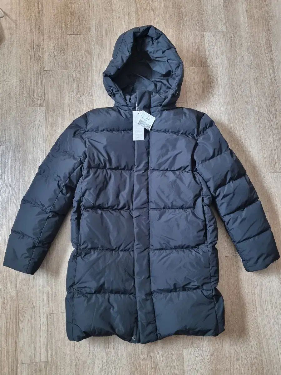 タグ付き ユニセックス ミドル丈 グースダウン ダウン80 フェザー20 ブラック ダウンジャケット メンズ