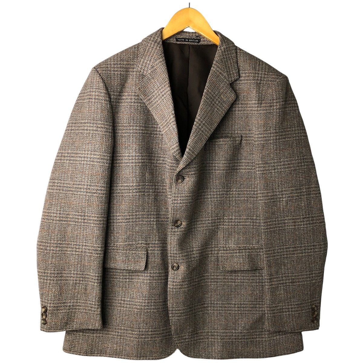 古着 Brook Taverner チェック柄 ヘリンボーン ウールテーラードジャケット 英国製 メンズM相当|eaa 606313
