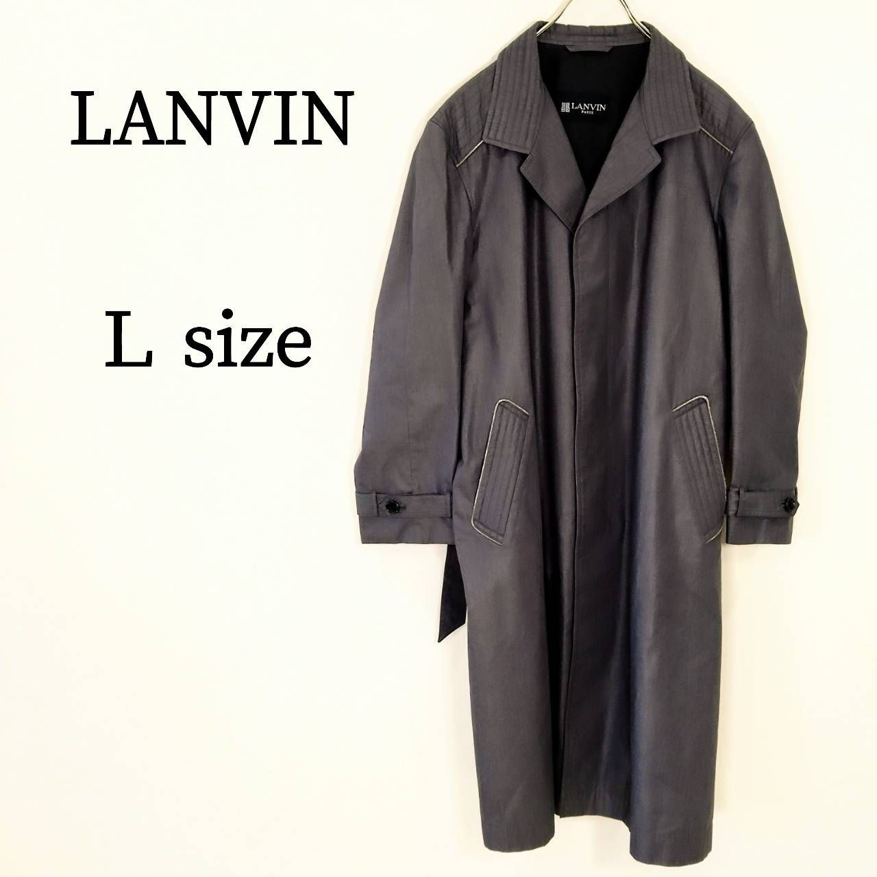 LANVIN ランバン メンズ アウター コート ロングコート ロング丈 裏地付き グレー フォーマル ビジネス 灰色 L
