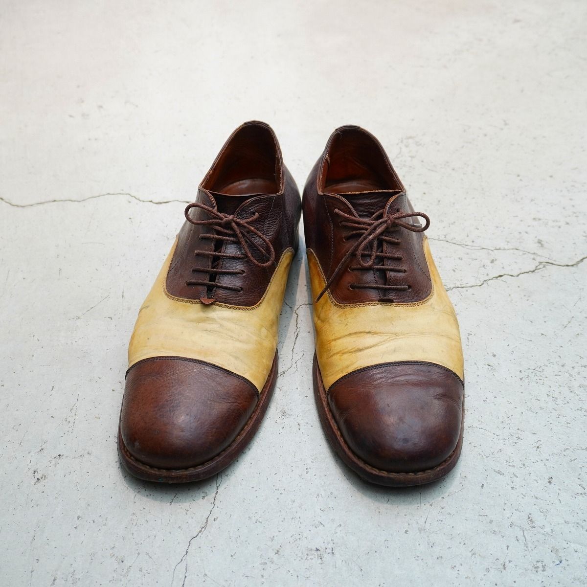 ZINTALA ジンターラ SILVANO シルバノラッタンジ コンビ レザー バルモラル ストレート チップ シューズ 茶 41 1121 P♪