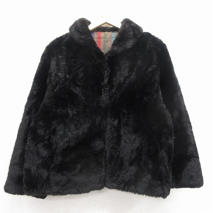 古着 長袖 ジャケット レディース フェイクファー 黒 25 nov 17