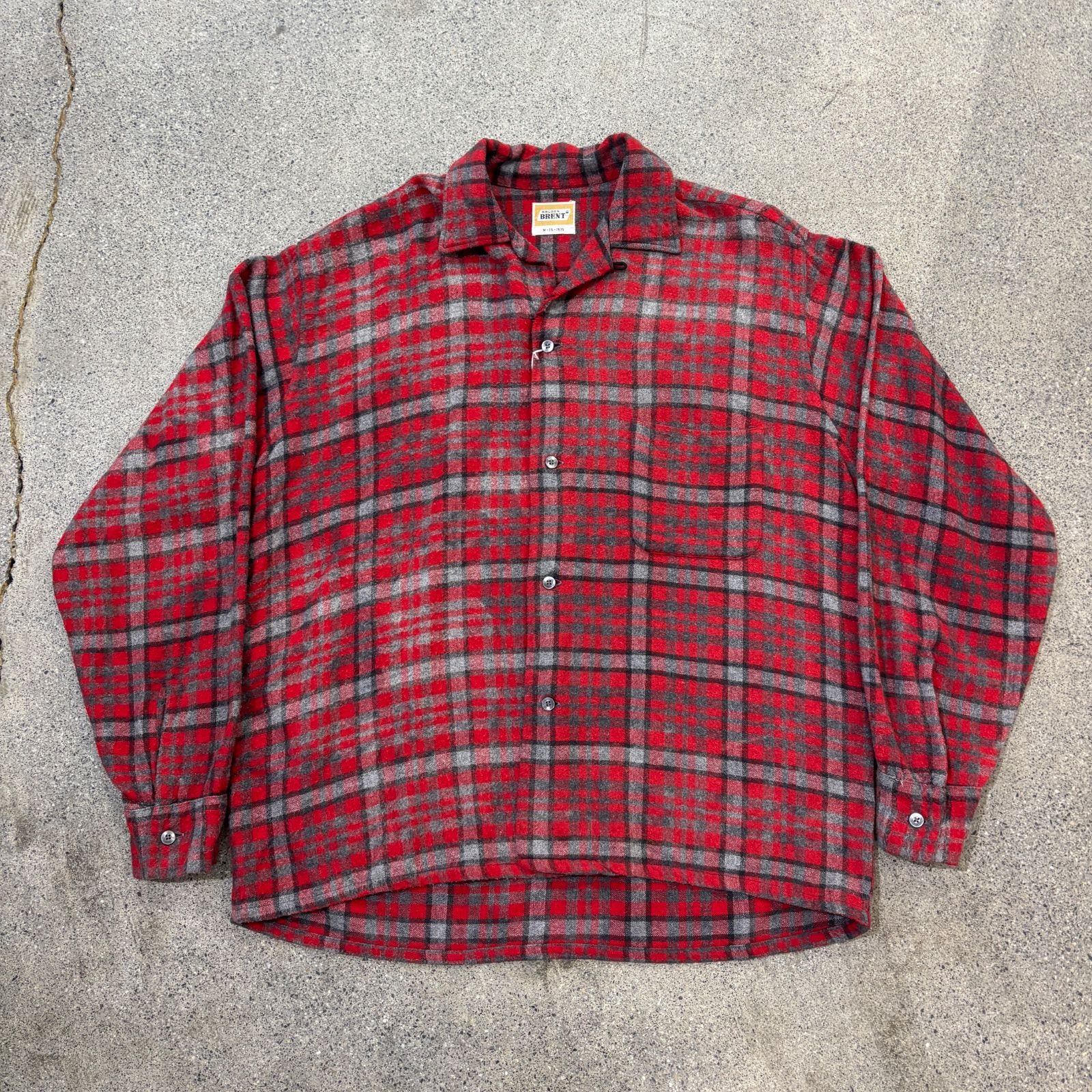 Golden Brent】50s～ Open Collar wool Shirt Appox M 