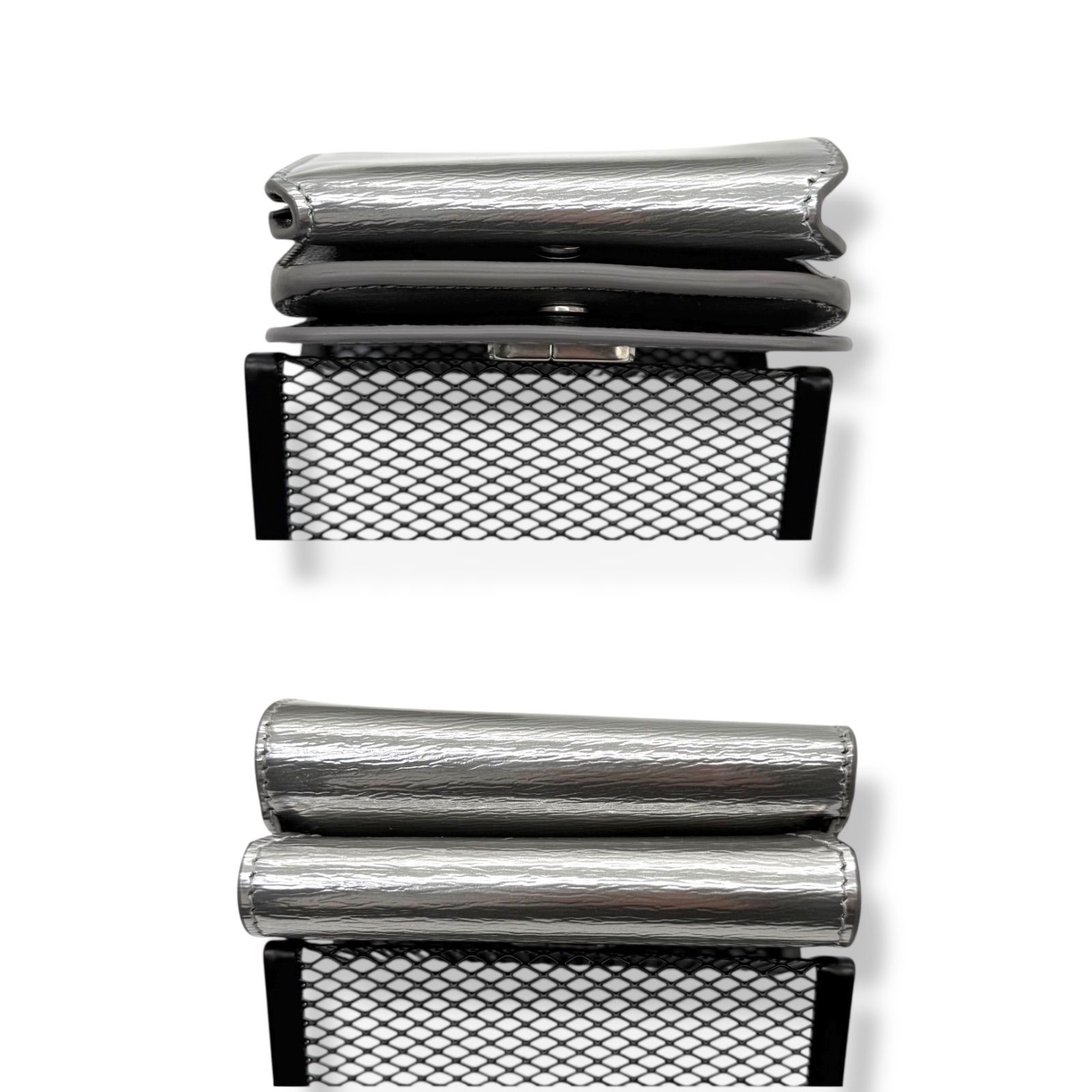 使用わずか バレンシアガ 3つ折り財布 コンパクトウォレット シルバー