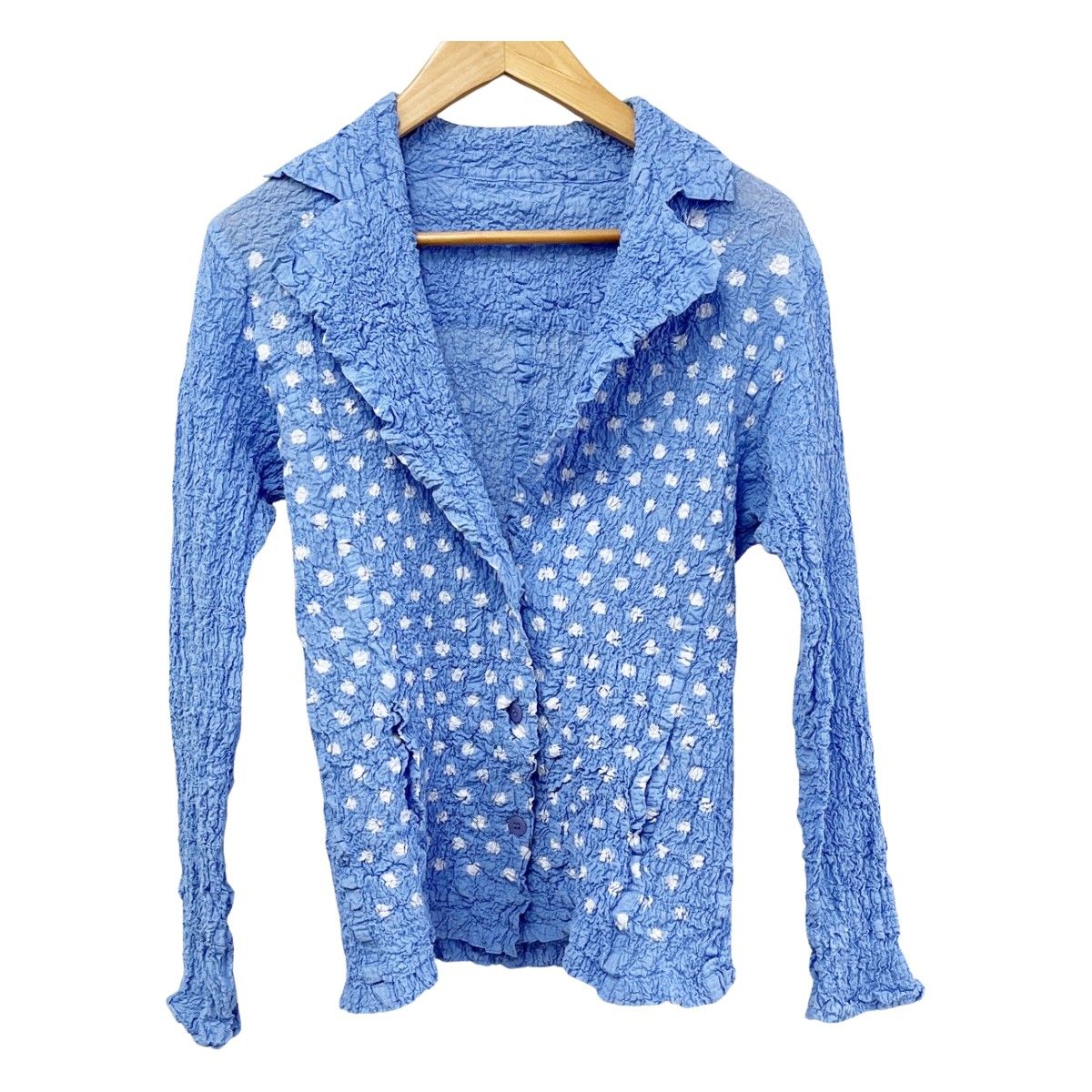 ◆◆ISSEY MIYAKE ME イッセイミヤケ 長袖シャツ ドット柄 ミセス レディース スカイブルー