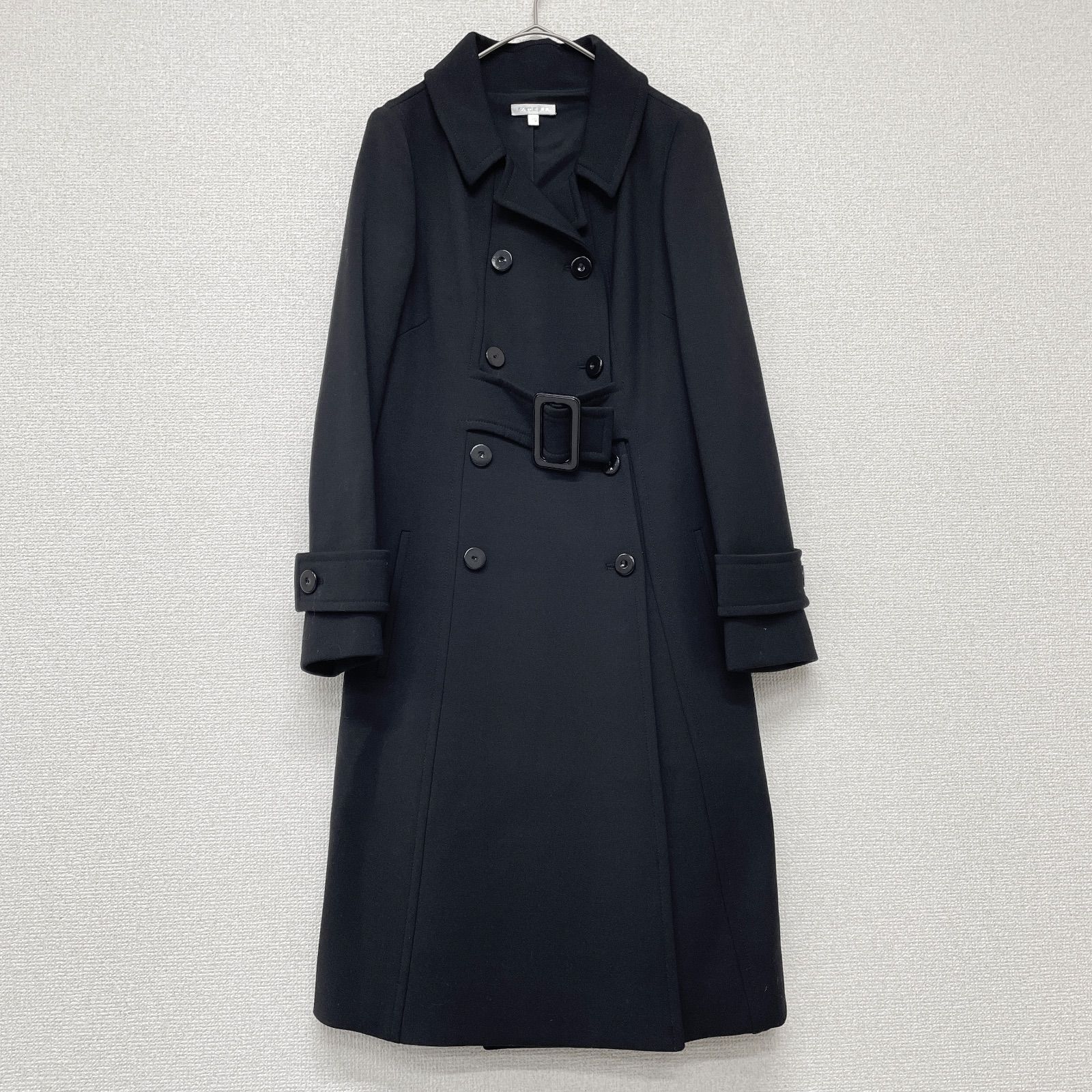 PAULE KA ポールカ ロングコート ベルト ウール ナイロン ブラック ルーマニア製 レディース 36
