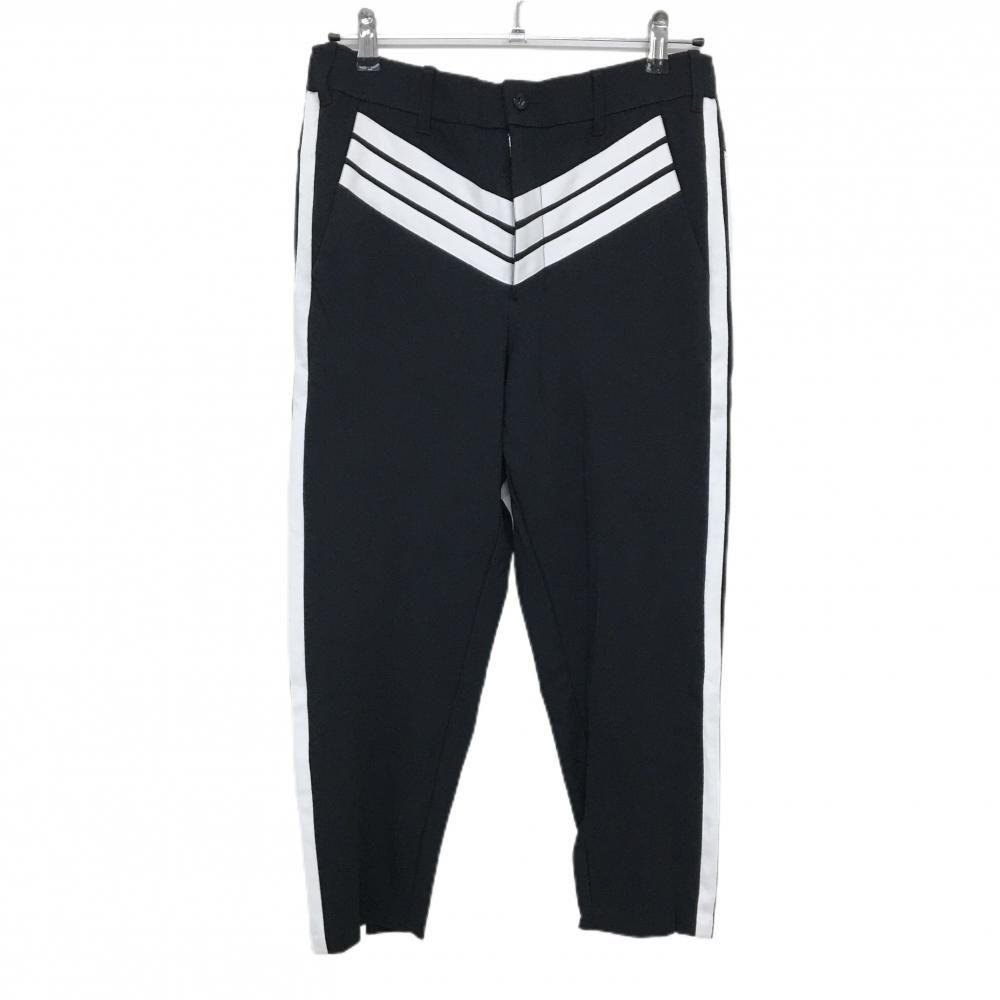 ディセンバーメイ パンツ 黒×白 ストレッチ サイドライン 後ろウエストゴム レディース M ゴルフウェア DECEMBERMAY