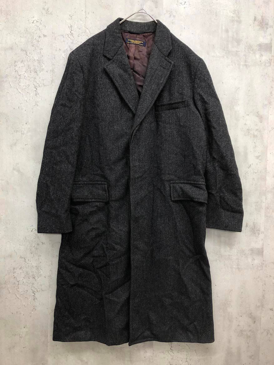 BROOKS ブルックスブラザーズ 米国製 ヘリンボーン ウール チェスター コート size 40|グレー ◆ ◎メンズ