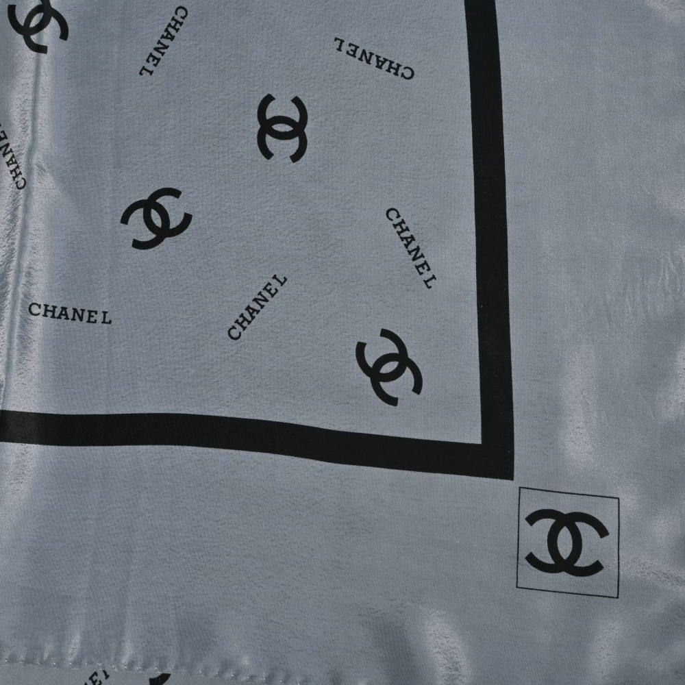 CHANEL フランス製 ココマーク ロゴ プリント シルク ストール