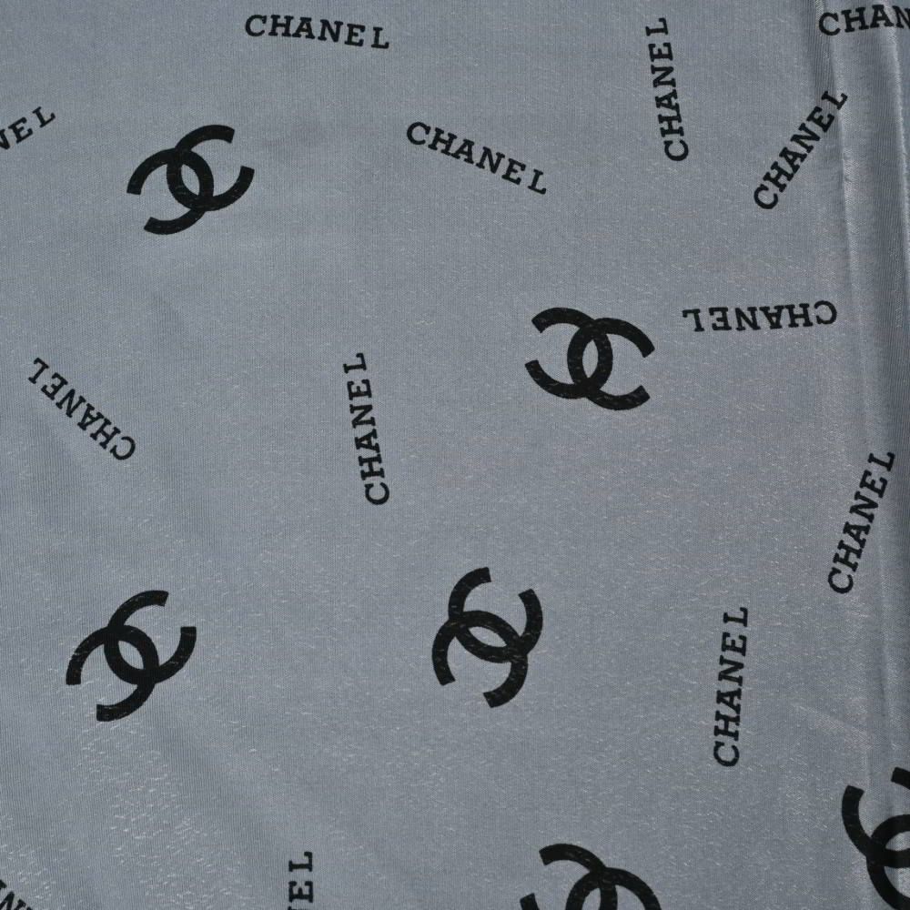 CHANEL フランス製 ココマーク ロゴ プリント シルク ストール