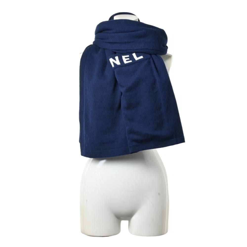 CHANEL イタリア製 ロゴ ポケット カシミヤ マフラー