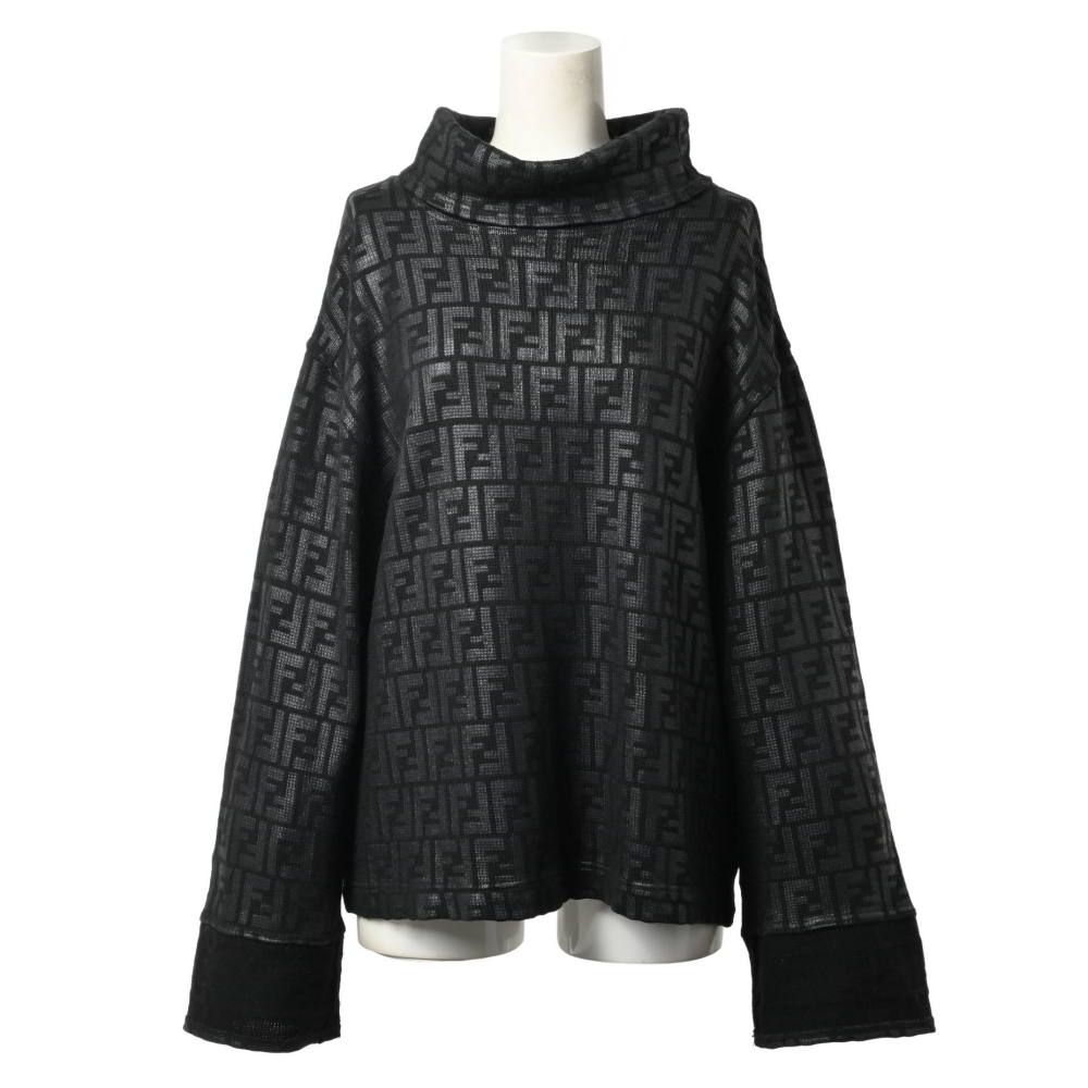 極美品✨FENDI ニット L相当 セーター ハイネック ズッカ柄 ズッキ フェンディFENDI ズッカ柄切替タートルネックニット ベージュ黒44 (K